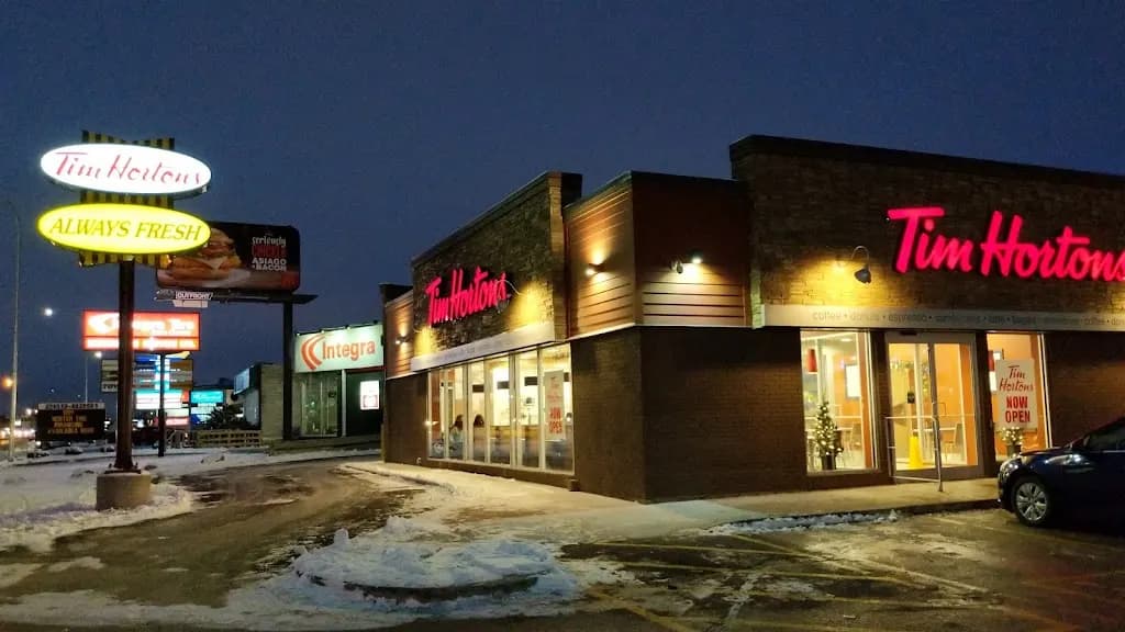 Tim Hortons storefront and interior at 1-9 Killarney Avenue, Winnipeg, MB
