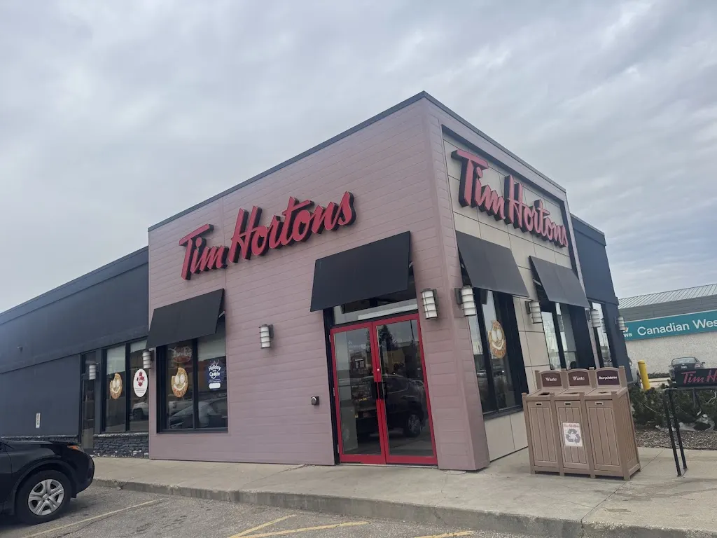 Tim Hortons storefront and interior at 15 Commerce Dr, Winnipeg, MB