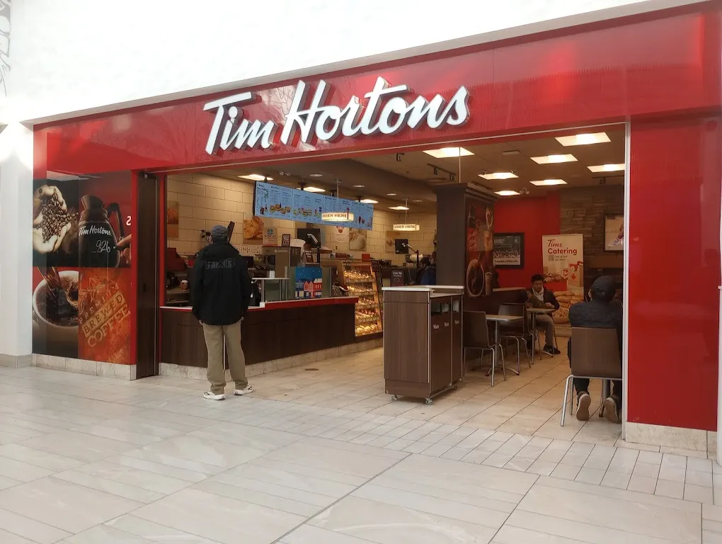 Tim Hortons storefront and interior at 314-2305 Mcphillips Street, Winnipeg, MB
