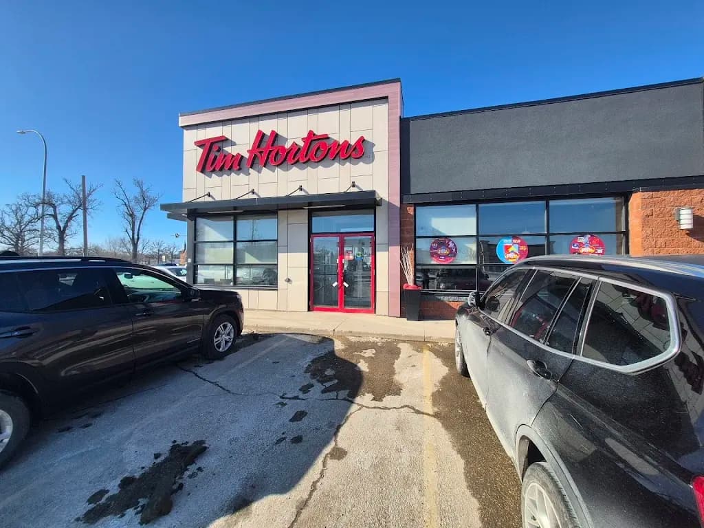 Tim Hortons storefront and interior at 646 Archibald St, Winnipeg, MB