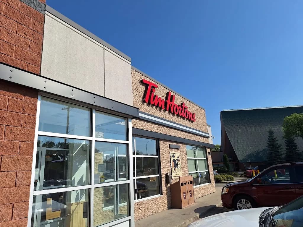 Tim Hortons storefront and interior at 835 St Mary's Rd, Winnipeg, MB