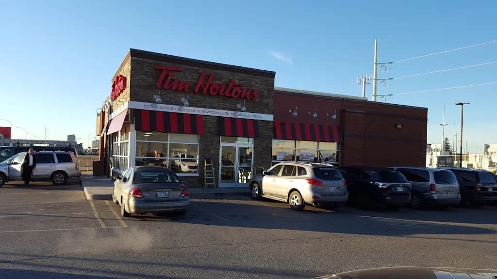Tim Hortons storefront and interior at 980 St James St, Winnipeg, MB