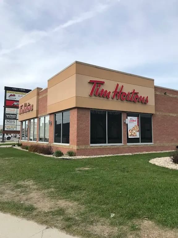 Tim Hortons storefront and interior at 1221 St James St, Winnipeg, MB