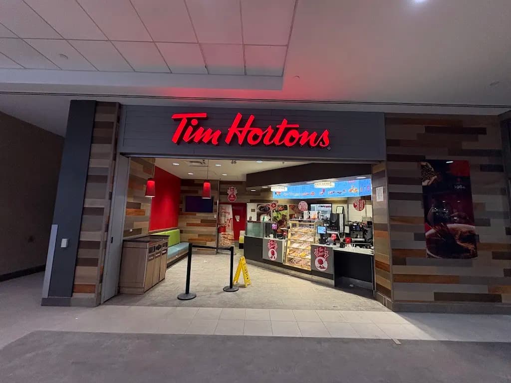 Tim Hortons storefront and interior at 1485 Portage Ave, Winnipeg, MB