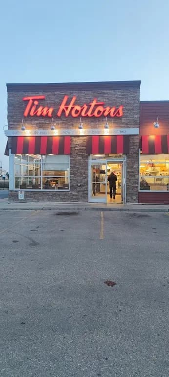 Tim Hortons storefront and interior at 1795 Brookside Blvd, Winnipeg, MB