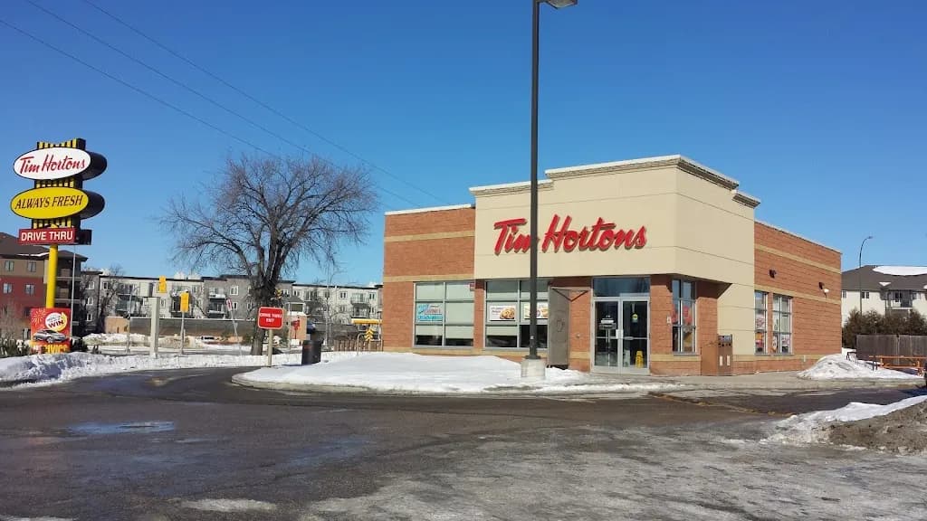 Tim Hortons storefront and interior at 2147 St Marys Rd, Winnipeg, MB