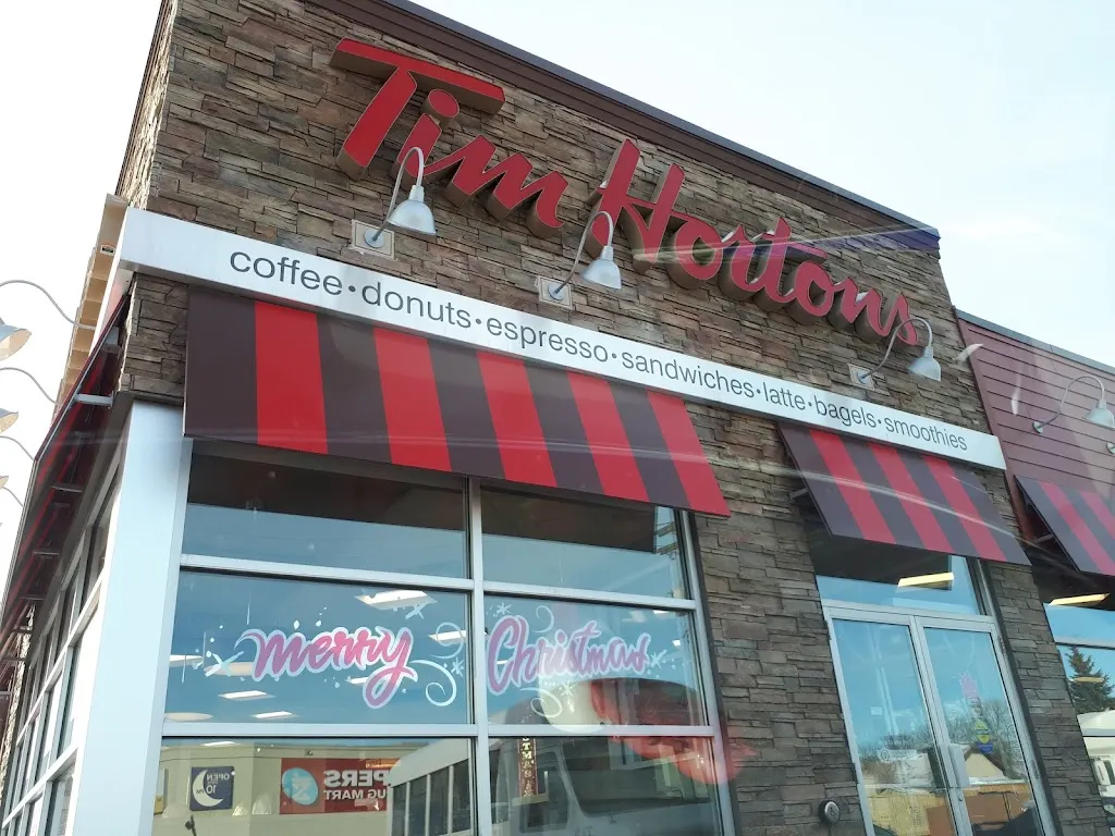 Tim Hortons storefront and interior at 2500 Main St North, Winnipeg, MB