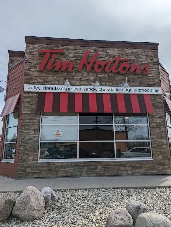 Tim Hortons storefront and interior at 3890 Grant Ave, Winnipeg, MB