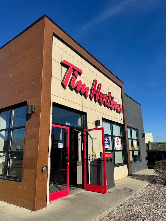 Tim Hortons storefront and interior at 3965 Portage Ave, Winnipeg, MB