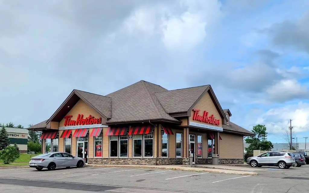 Tim Hortons storefront and interior at 95 Harrisville Blvd, Moncton, NB