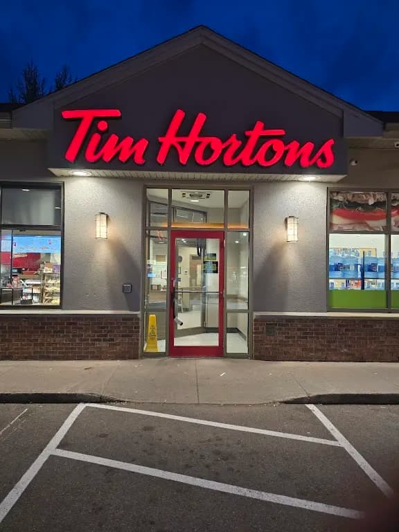 Tim Hortons storefront and interior at 11 Smith St, Petitcodiac, NB