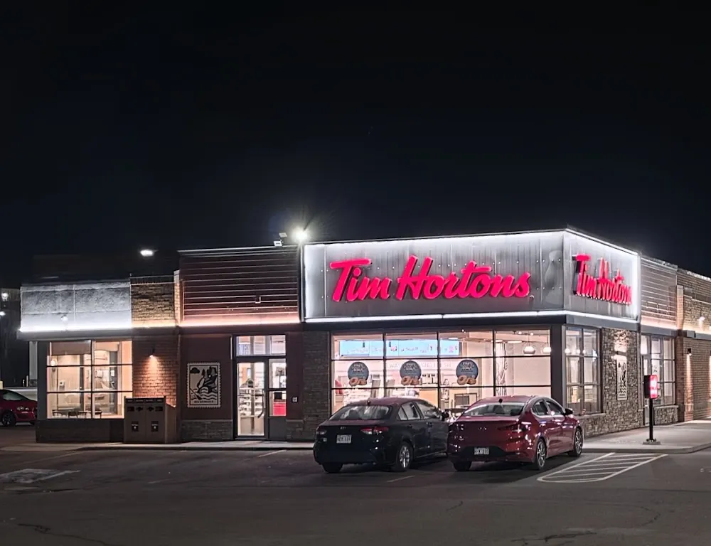 Tim Hortons storefront and interior at 75 Lansdowne Ave, Saint John, NB