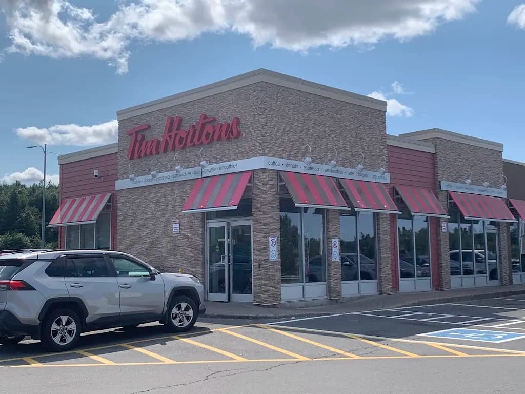 Tim Hortons storefront and interior at 120 Transcanada Highway, Clarenville, NL