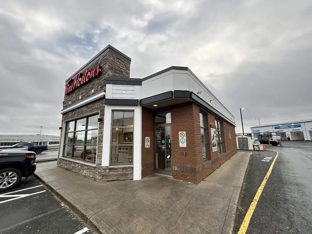 Tim Hortons storefront and interior at 25 Aberdeen Ave, St John's, NL
