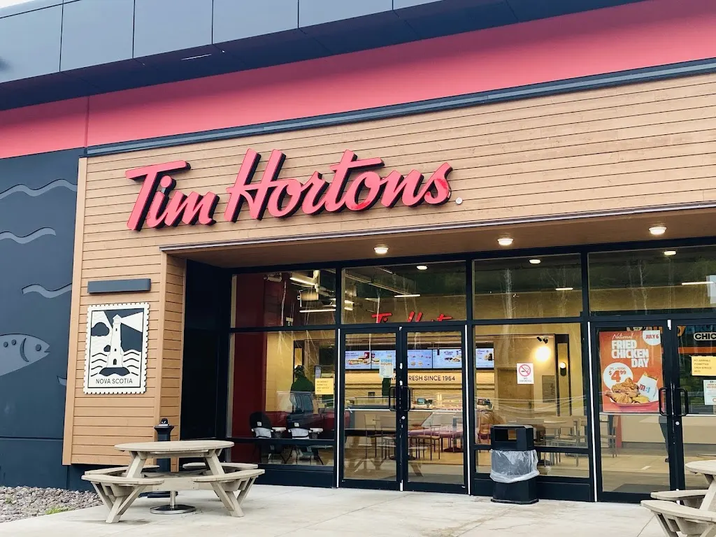 Tim Hortons storefront and interior at 86 Bayside Road, Afton Station, NS