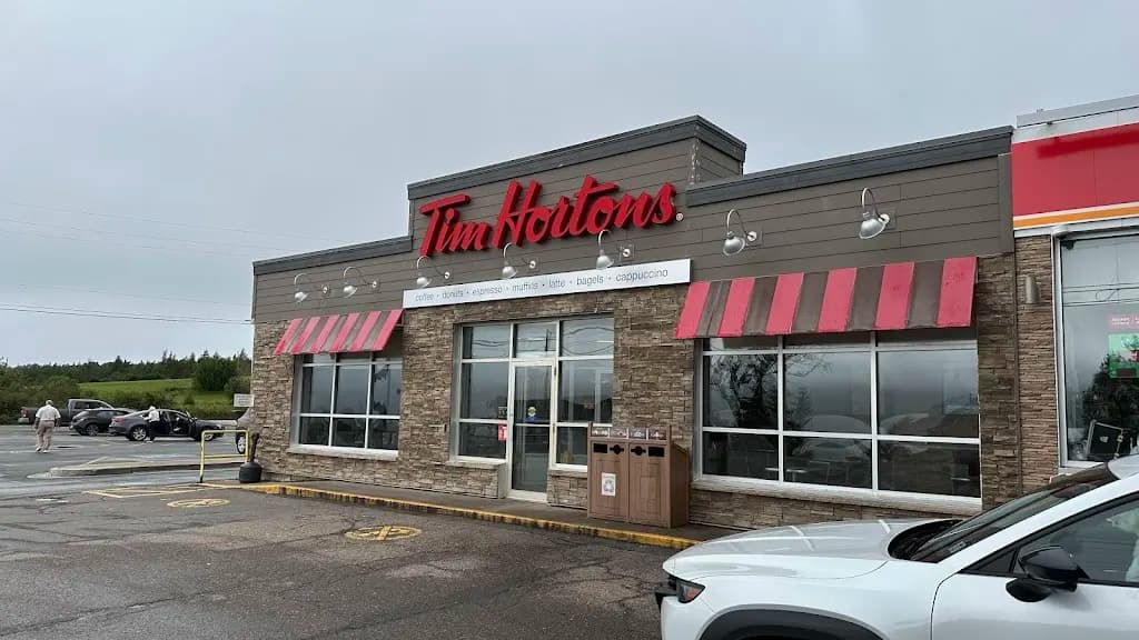 Tim Hortons storefront and interior at 8250 Shore Rd Hwy, Baddeck, NS