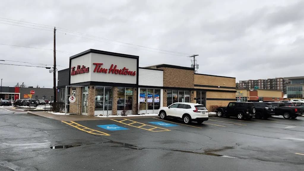 Tim Hortons storefront and interior at 40 Peakview Way, Halifax, NS