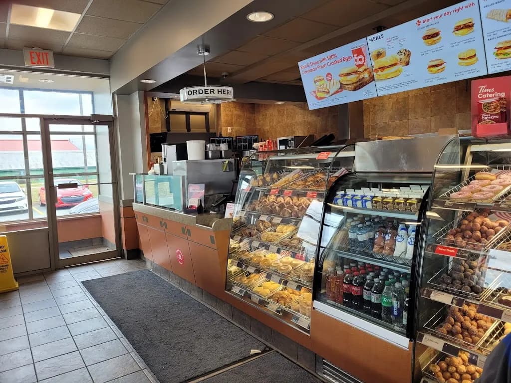 Tim Hortons storefront and interior at 7 Cole St, Windsor, NS