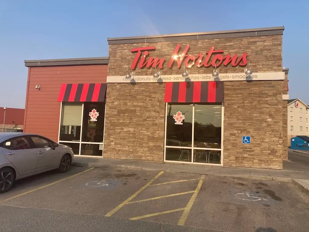 Tim Hortons storefront and interior at 309 Old Airport Rd, Yellowknife, NT