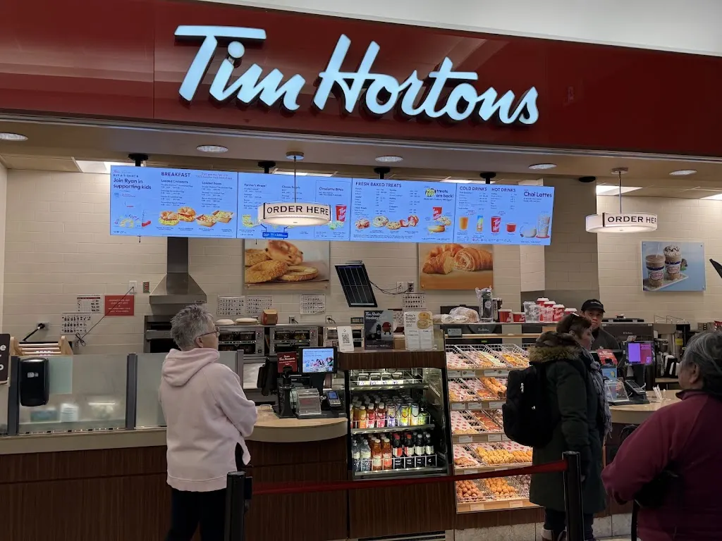 Tim Hortons storefront and interior at 5014- 49 Street, Yellowknife, NT