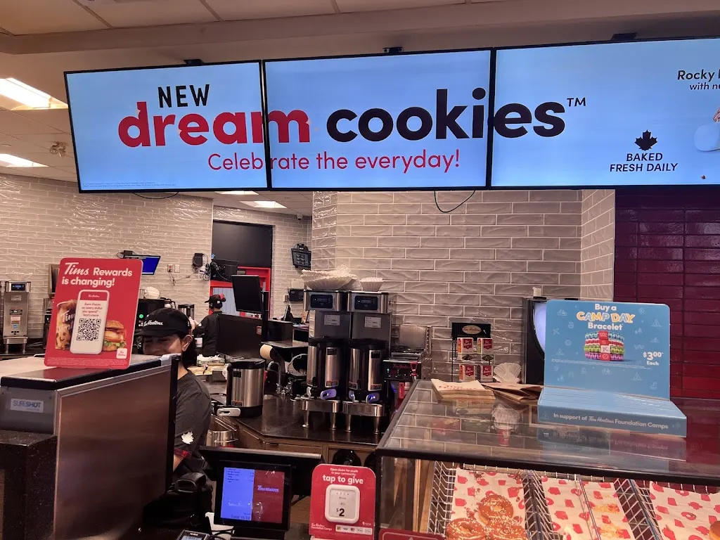 Tim Hortons storefront and interior at 5292 Aurora Rd, Ballantrae, ON