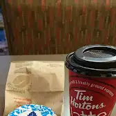 Tim Hortons storefront and interior at 75 Barrieview Dr, Barrie, ON