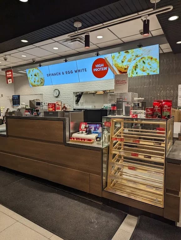 Tim Hortons storefront and interior at 837 Yonge St., Barrie, ON