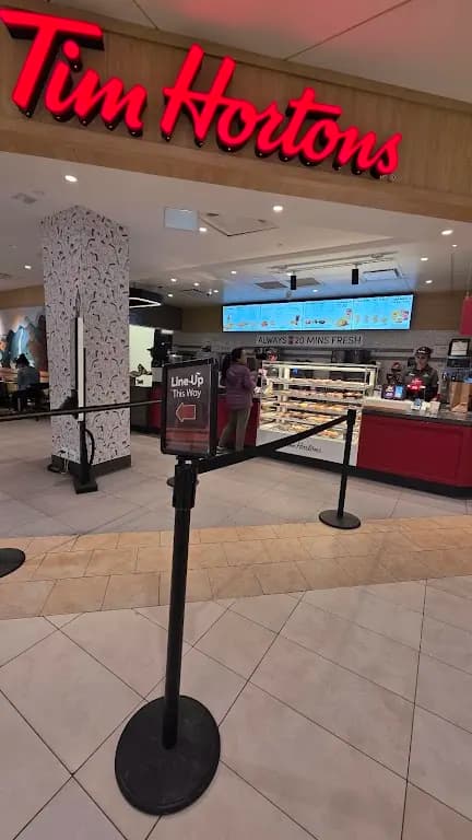 Tim Hortons storefront and interior at 17 Kings Cross Road, Brampton, ON