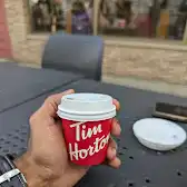 Tim Hortons storefront and interior at 235 Franklin Blvd, Cambridge, ON