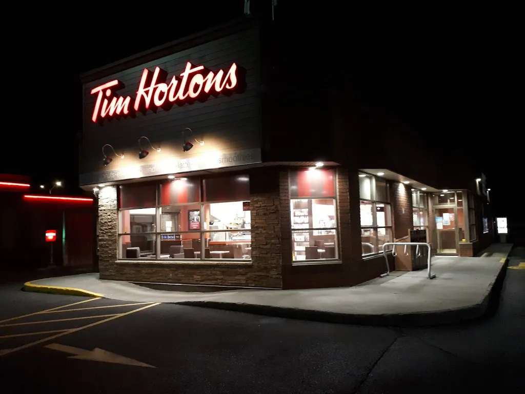 Tim Hortons storefront and interior at 960 Brookdale Ave, Cornwall, ON