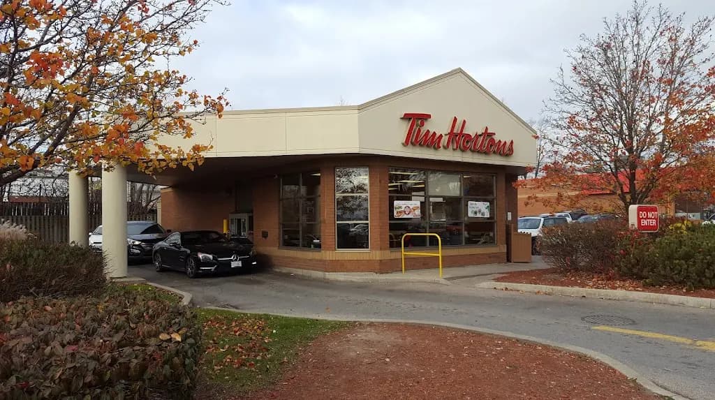 Tim Hortons storefront and interior at 426 Kipling Ave, Etobicoke, ON