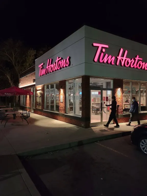 Tim Hortons storefront and interior at 570a Kipling Ave, Etobicoke, ON