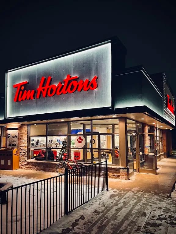 Tim Hortons storefront and interior at 473 Concession St, Hamilton, ON