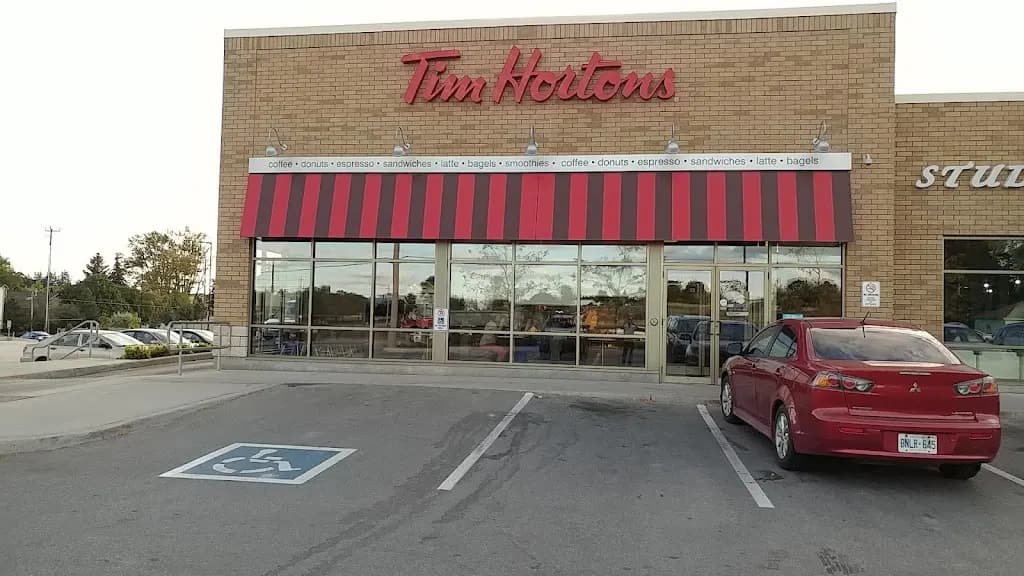 Tim Hortons storefront and interior at 1201 Fischer-hallman Rd, Kitchener, ON