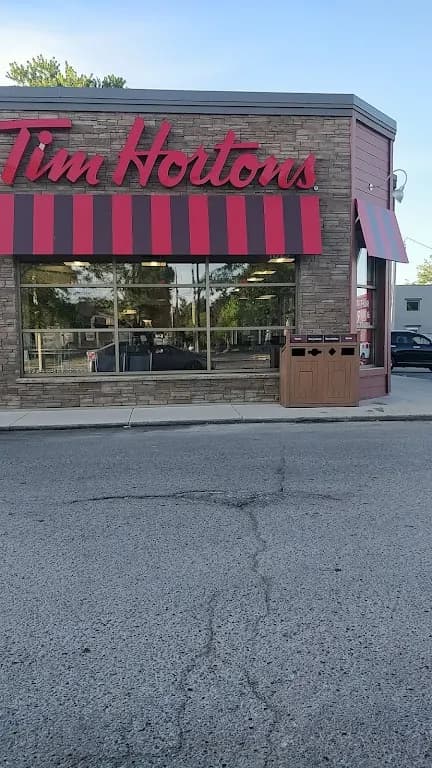 Tim Hortons storefront and interior at 1019 Dundas St, London, ON