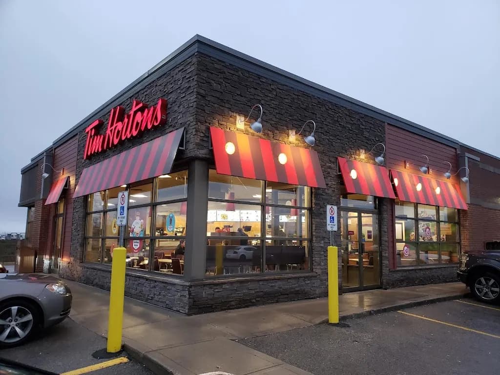 Tim Hortons storefront and interior at 1445 Wilton Grove Rd, London, ON