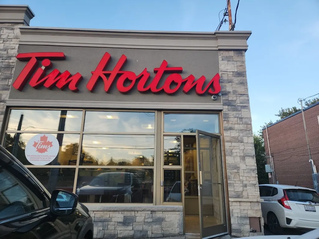 Tim Hortons storefront and interior at 1211 Hurontario St, Mississauga, ON