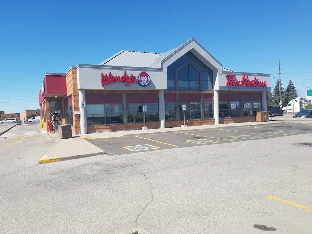 Tim Hortons storefront and interior at 1420 Midway Blvd, Mississauga, ON