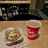 Tim Hortons storefront and interior at 2427 Cawthra Rd, Mississauga, ON