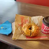 Tim Hortons storefront and interior at 3411 Mavis Rd, Mississauga, ON
