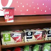 Tim Hortons storefront and interior at 4530 Erin Mills Parkway, Mississauga, ON
