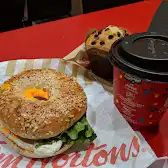 Tim Hortons storefront and interior at 330 Queen St, Ottawa, ON