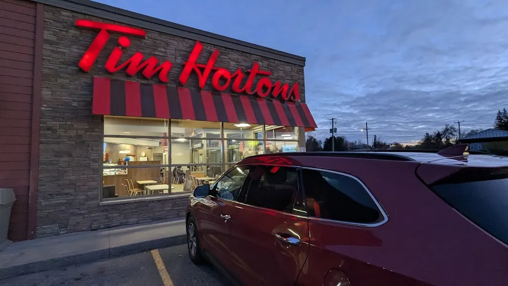 Tim Hortons storefront and interior at 98 Dufferin St, Perth, ON