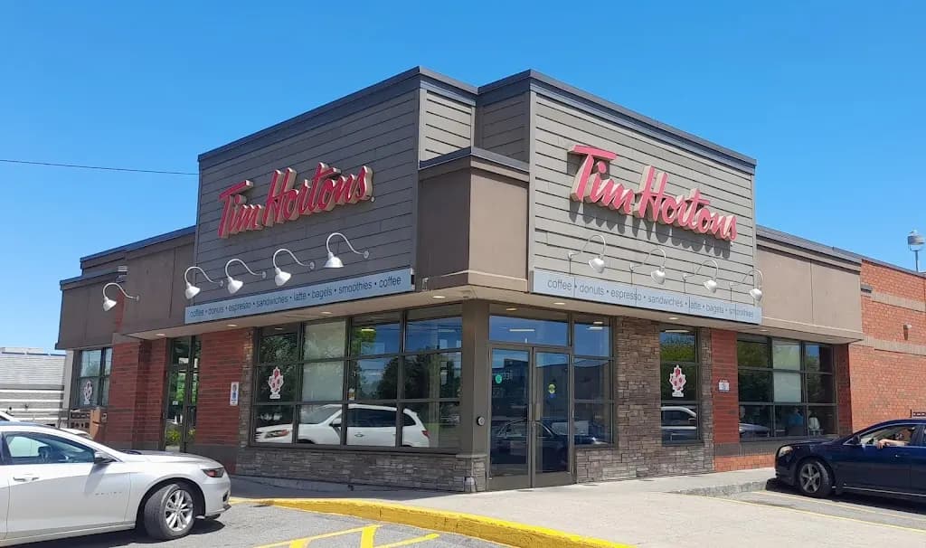 Tim Hortons storefront and interior at 898 Monaghan Rd, Peterborough, ON