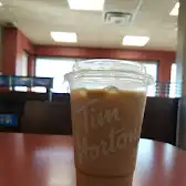 Tim Hortons storefront and interior at 415 Danforth Rd, Scarborough, ON