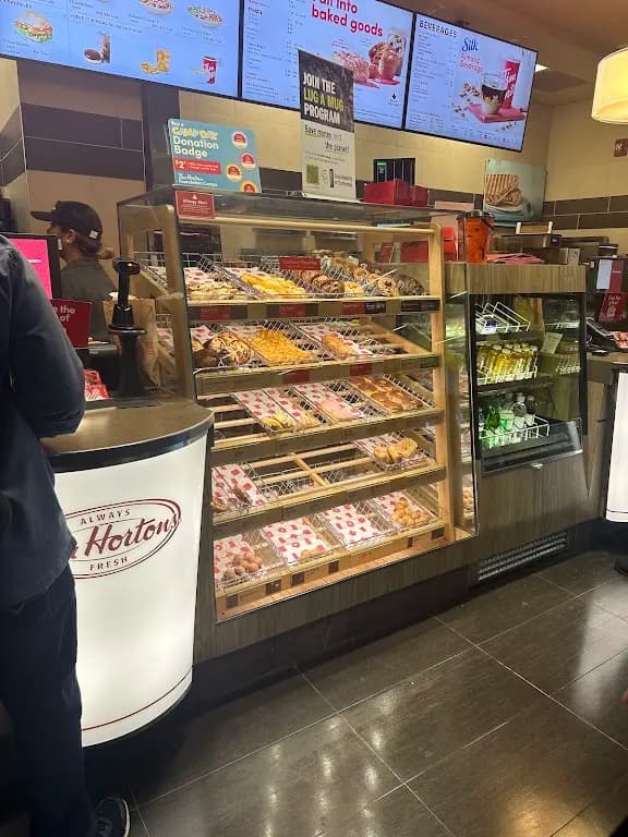 Tim Hortons storefront and interior at Centennial College - C Building - Marketplace, Scarborough, ON