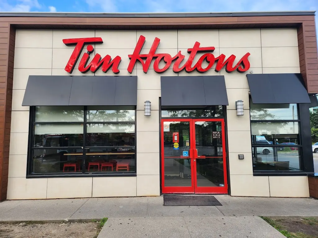 Tim Hortons storefront and interior at 960 Warden Ave, Scarborough, ON