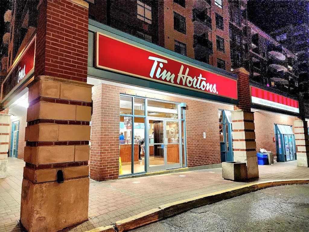 Tim Hortons storefront and interior at 1089 Kingston Rd, Scarborough, ON