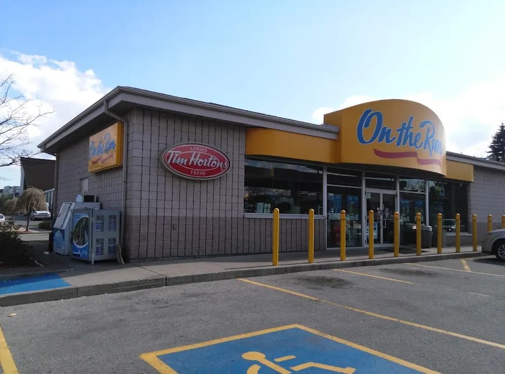 Tim Hortons storefront and interior at 1480 Kennedy Rd, Scarborough, ON