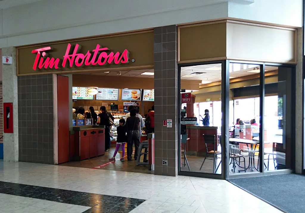 Tim Hortons storefront and interior at 1571 Sandhurst Circle, Scarborough, ON